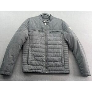 GUESS Jacket Mens Sz M Puffer Gray Military Full Zip Mock Neck Quilted